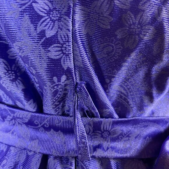 Vintage Lingerie Set Size Medium Purple Satin Robe Slip Nightgown Peignoir 80s - Picture 11 of 16